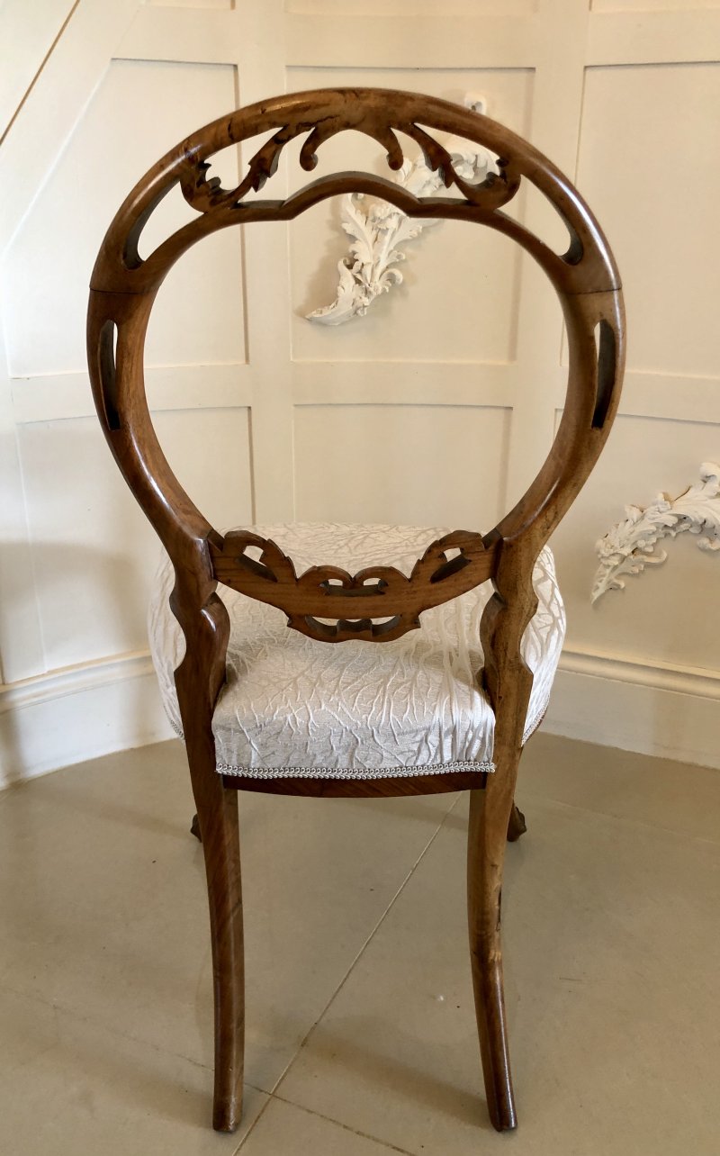 Fine Quality Set of Six Victorian Antique Walnut Dining Chairs - Image 5